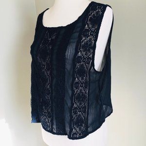 Abercrombie Crochet Lace Sleeveless Black Top S